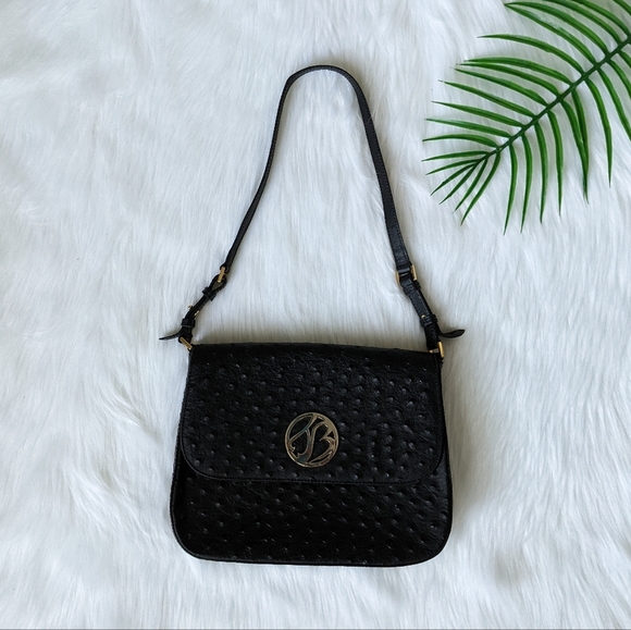 TOSCA BLU NWOT black ostrich leather shoulder bag